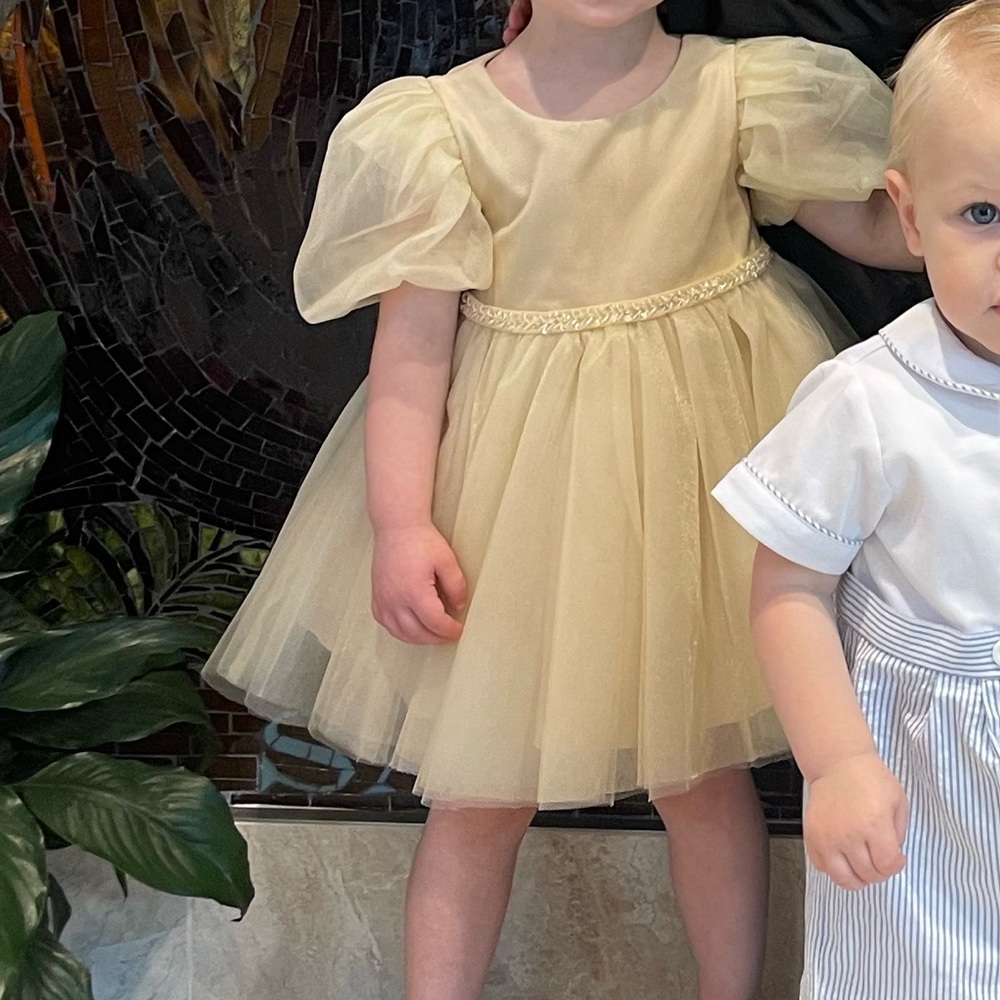Azazie Champagne Flower Girl Dress